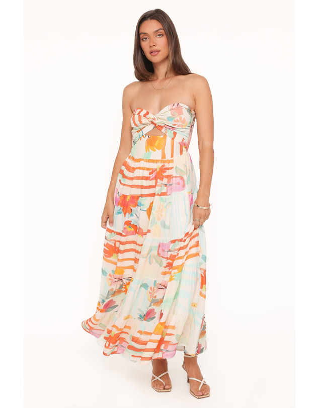 Petal & Pup - Sitara Strapless Midi Dress - Blue Alfresco Floral