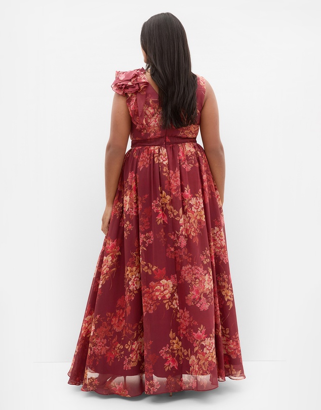City Chic - Mystique Print Ruffle Maxi Dress