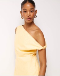 AERE - Fia Linen Draped Off Shoulder Maxi Dress