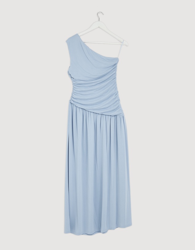 Revibe - Repaired AERE Aloma One Shoulder Ruched Dress - AU 12