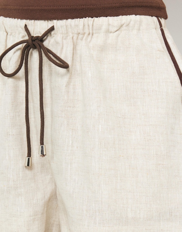 AERE - Belle Contrast Drawstring Linen Shorts