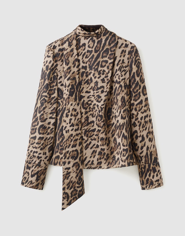 M.N.G - Animal-Print Blouse With Scarf