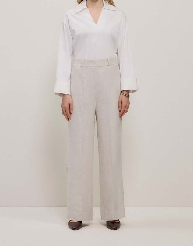 Trenery - Yarn Dyed Linen Pintucked Pant in Flax