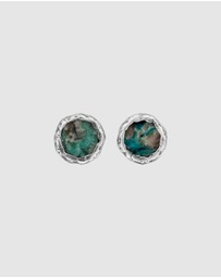 Haze & Glory - ICONIC EXCLUSIVE - Earrings Men Turquoise Disc Stud 925 Sterling Silver