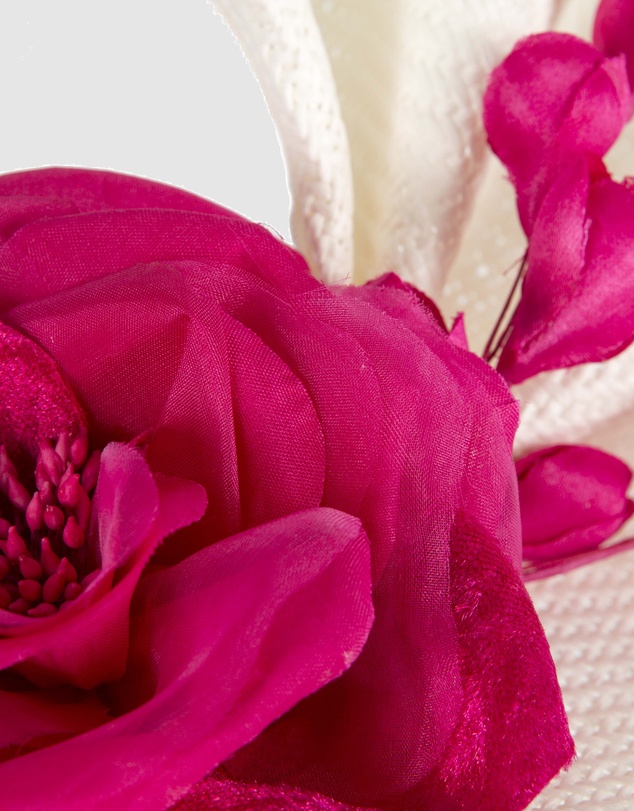 Fillies Collection - Bespoke Sculpted White Fuchsia Racing Fascinator