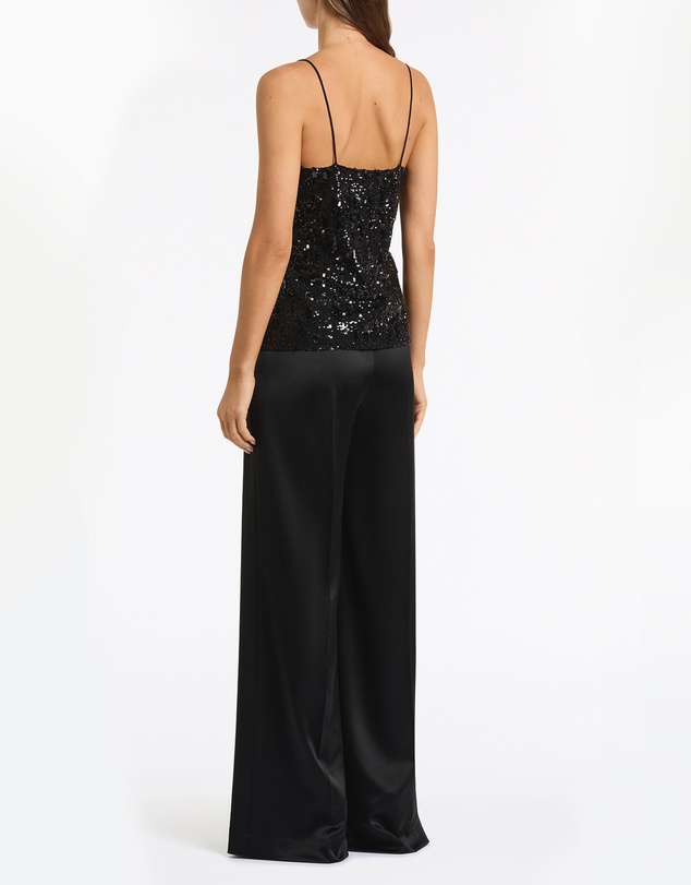 Carla Zampatti - Black Cascade Sequin Thin Strap Top