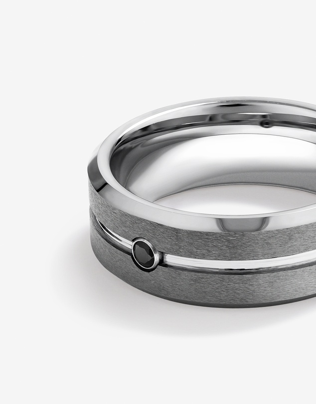 Michael Hill - 8mm Black Diamond Wedding Band in Tungsten