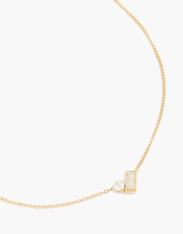Lovisa - Waterproof Gold Plated Stainless Steel Cubic Zirconia Baguette & Round Pendant Necklace