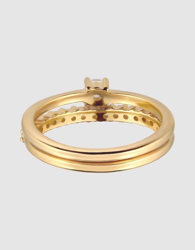 Elli Jewelry - Ring Set Moonstone Celestial 925 Sterling Silver Vermeil
