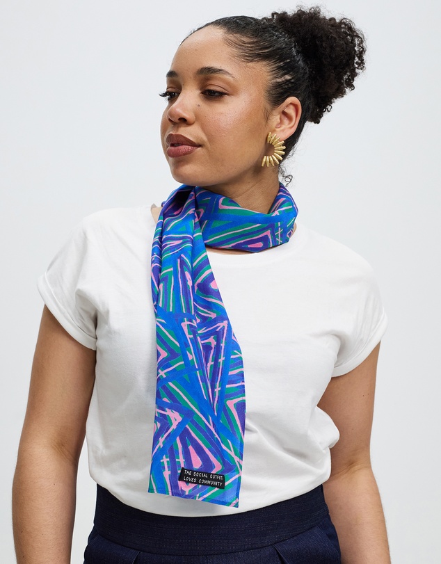 The Social Outfit - Fariba's Triangles Rectangular Silk Scarf
