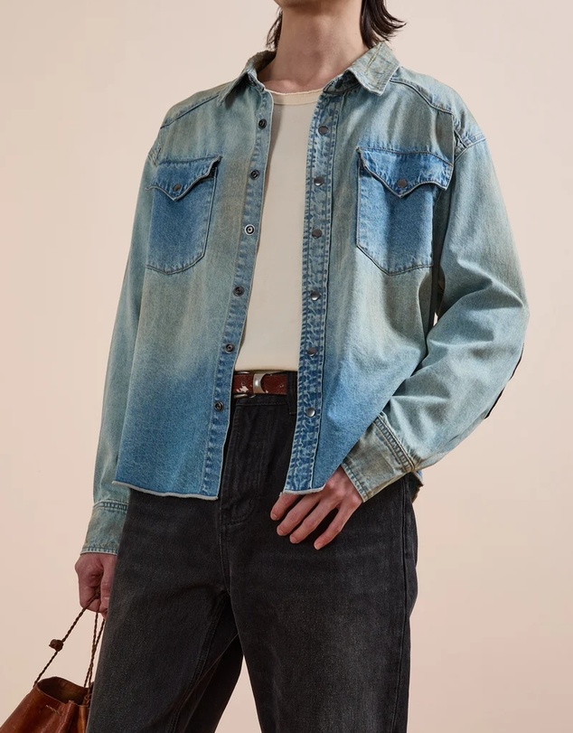 Found - Denim Western Snap Button Shirt