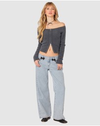 EDIKTED - Sonia Off Shoulder Fuzzy Knit Top