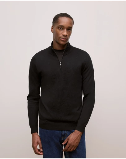 Trenery - Merino Half Zip in Black