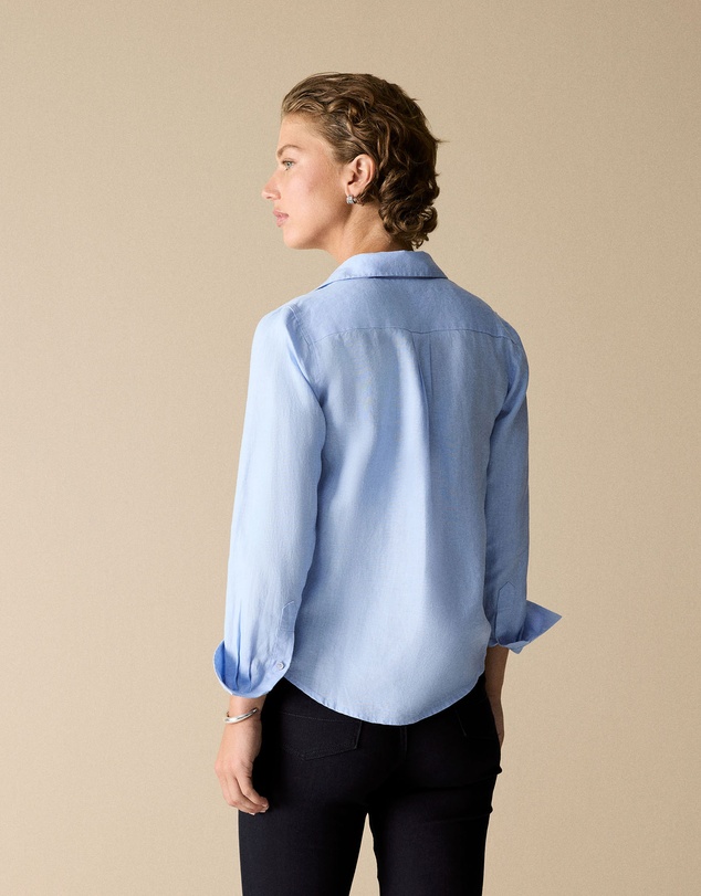 Trenery - Linen Classic Shirt in Periwinkle Blue