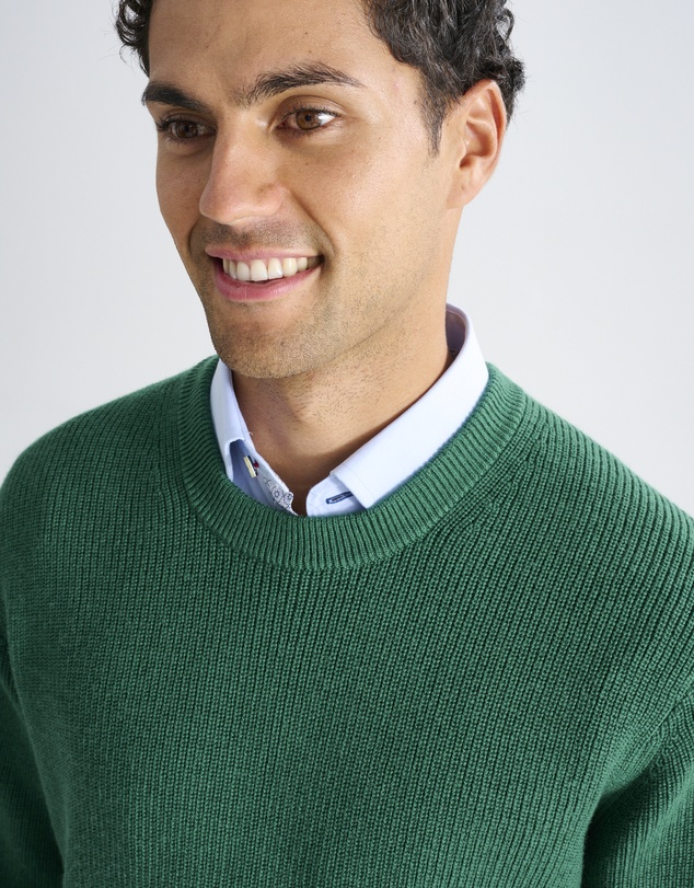 3 Wise Men - 3 Wise Men Drake Crew Neck Wool Blend Knit - Green