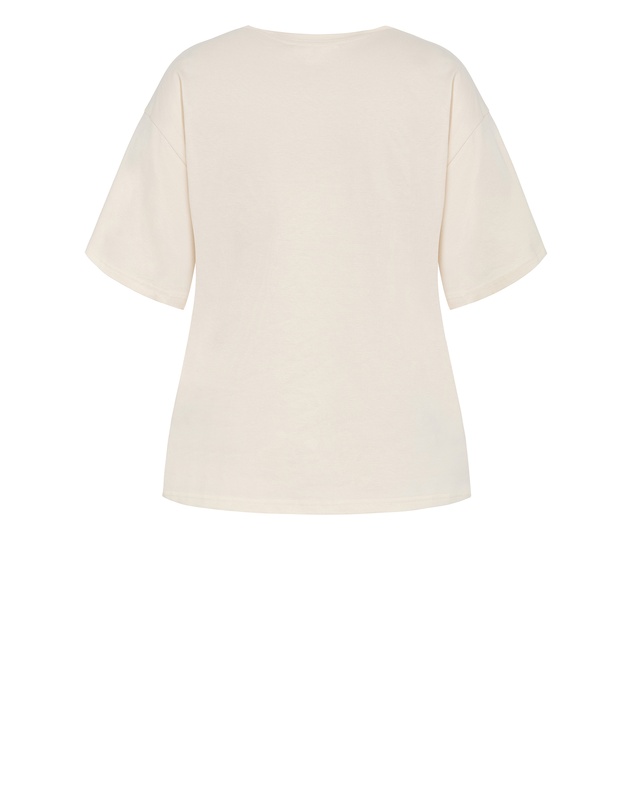 City Chic - Plus size Wild West Oversized Cotton Tee - cream