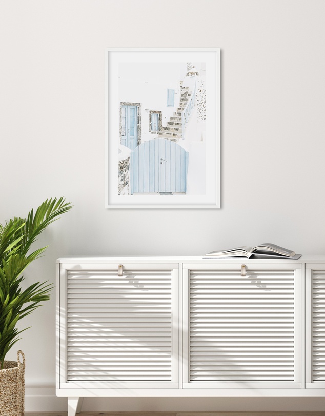 Olive et Oriel - Little Blue Gate Santorini Art Print