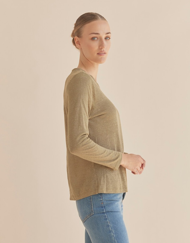 Amelius - Priya Long Sleeve Linen Jersey Top