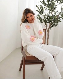 Esther & Co - Ryland Knit - White Floral