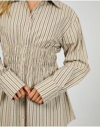 All About Eve - Aae Ruched Stripe Shirt Natural