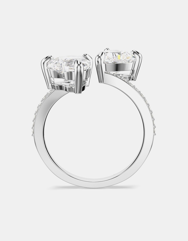 Swarovski - Mesmera Open Ring, Heart Cut, Pavé, White, Rhodium-Plated