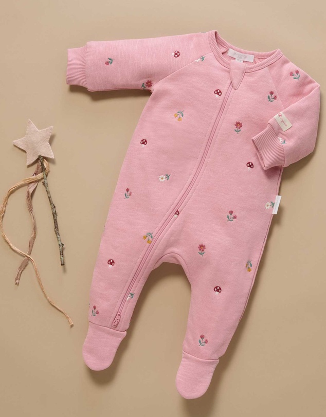 Purebaby - Embroidered Fleece Growsuit -Kids-Babies