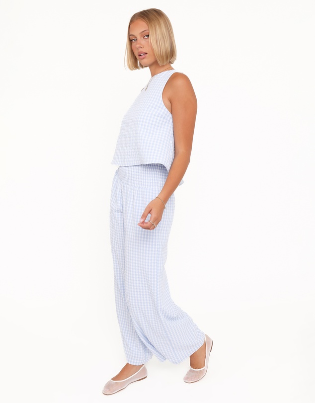 Petal & Pup - Jillian Smocked Pant Set - Blue Gingham