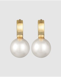 Elli Jewelry - Earrings Creoles Elegant with Glass Bead in 925 Sterling Silver Gold Plated