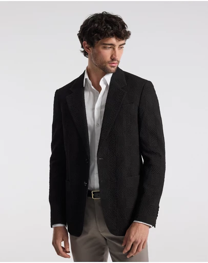 Calibre - Seersucker Check Blazer Chocolate