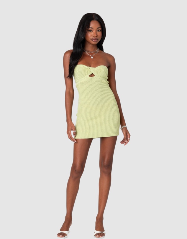 EDIKTED - Sammie Twist Front Knit Mini Dress