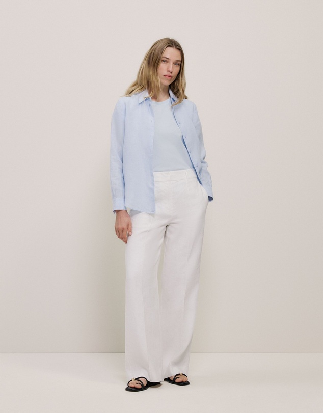 Trenery - Australian Cotton Cuff Sleeve T-shirt in Ice Blue
