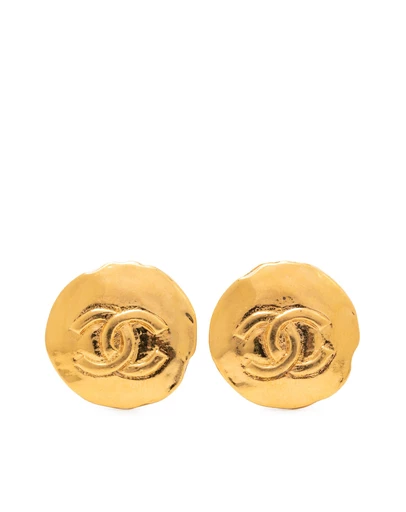 Pre-Loved by Azura Reborn - Pre-Loved CC Gold Plated Round Clip On Earrings
