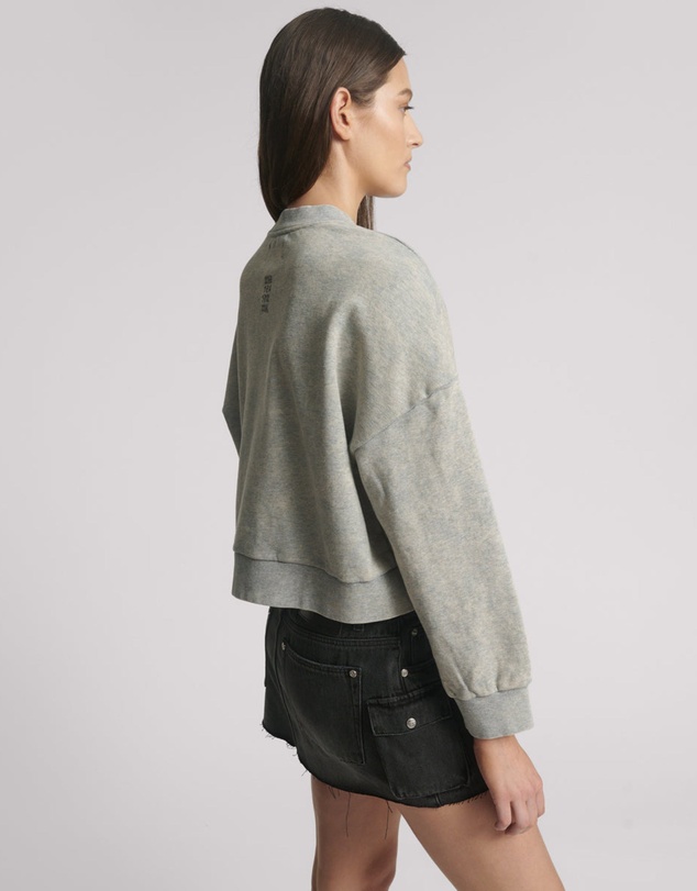 ONE TEASPOON - Studded Heart Grey Cropped Sweater - Grey Marl