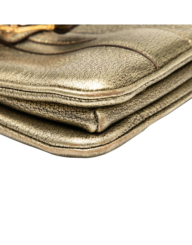 Pre-Loved by Azura Reborn - Pre-Loved Metallic Calfskin Metal Bamboo Handbag