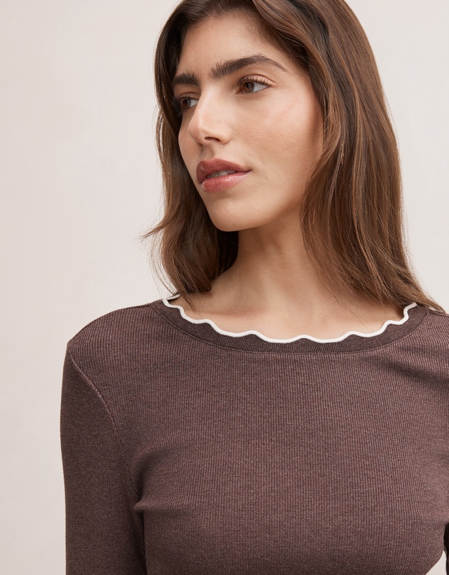 Forever New - Rebecca Scallop Long Sleeves Top