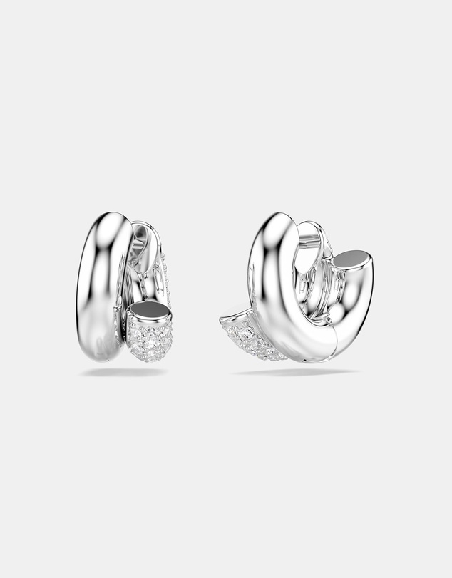 Swarovski - Dextera Hoop Earrings, Round Cut, Mini, White, Rhodium Plated