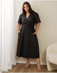Atmos&Here Curvy - Jasmine Linen Blend Midi Dress