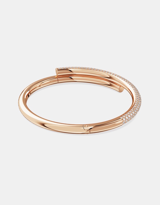 Swarovski - Dextera Bangle, Magnetic Closure, White, 18K Rose Gold Finish