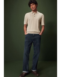 NEXT - Regular Vertical Texture Knitted Polo Jumper