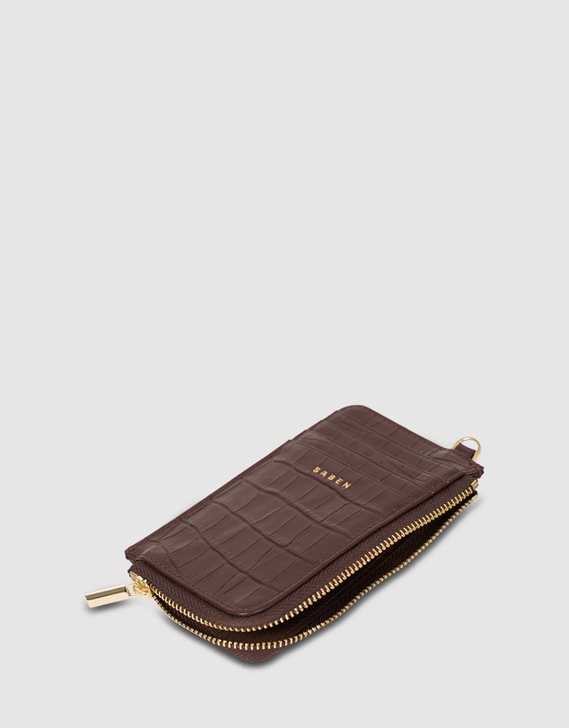 SABEN - Winona Card Holder Espresso Croc