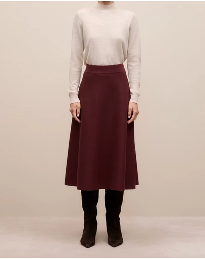 Trenery - Merino Milano Knit Skirt in Red Mahogany