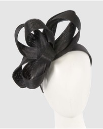 Fillies Collection - Black Abaca Loops Racing Fascinator