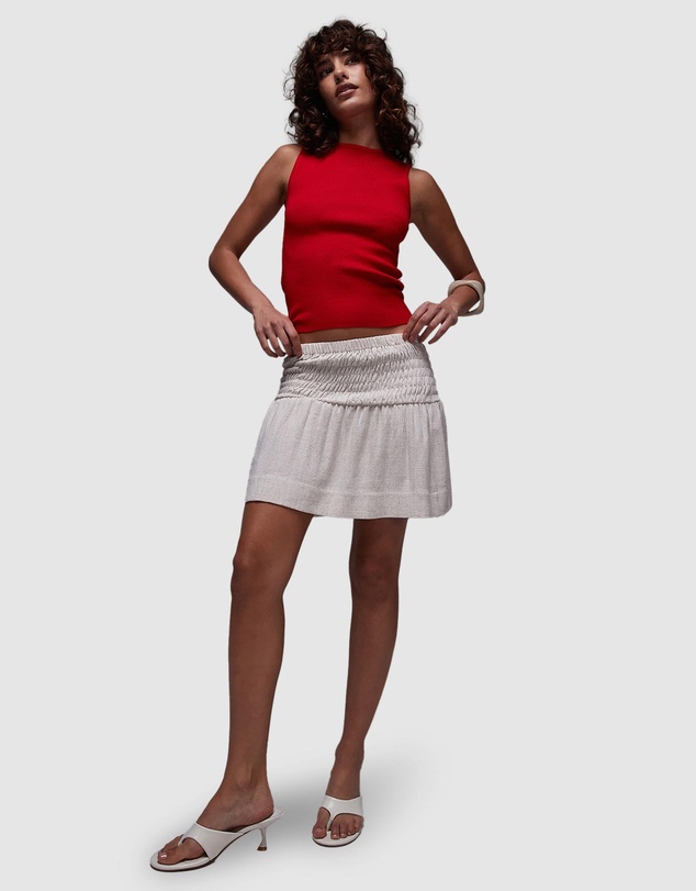 TOPSHOP - High Rise Linen Mini Skirt With Ruched Sides
