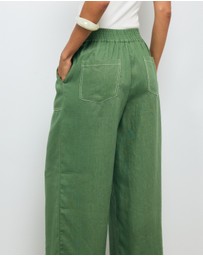 AERE - Contrast Stitch Linen Pants