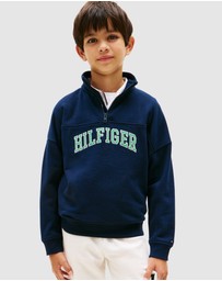Tommy Hilfiger - Boys Logo Terry Quarter-Zip Sweatshirt - Teens
