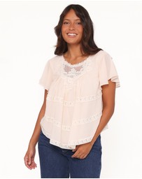 Petal & Pup - Galatea Lace Insert Top - Cream