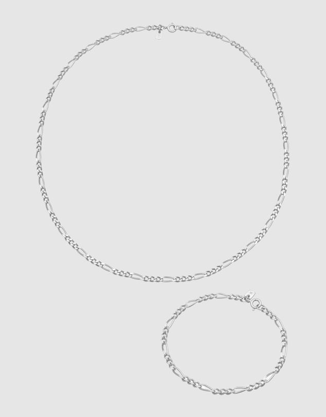 Kuzzoi - ICONIC EXCLUSIVE - Figaro Necklace and Bracelet Set in 925 Silver
