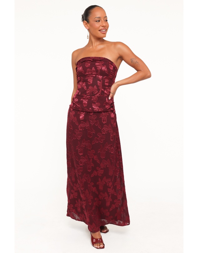 Petal & Pup - Keira Strapless Maxi Dress - Burgundy