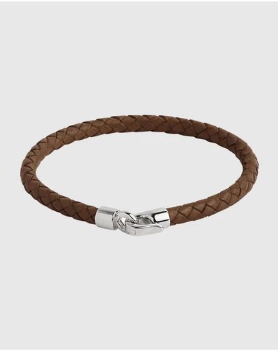 Najo - Mariner Tan Leather & Steel Bracelet (21cm)
