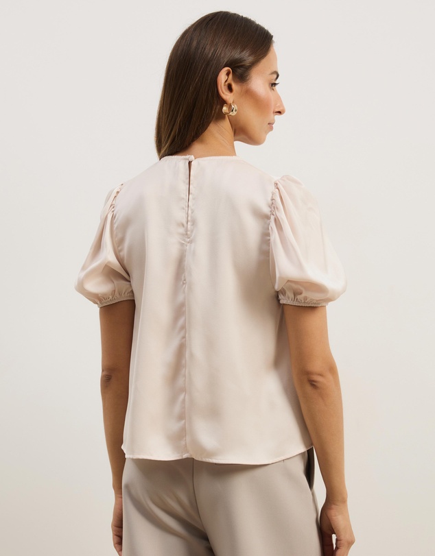 Atmos&Here - Everly Satin Puff Sleeve Blouse